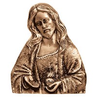 Wall plate Sacred Heart 17x14cm - 6,75x5,5in Bronze ornament for tombstone 3066