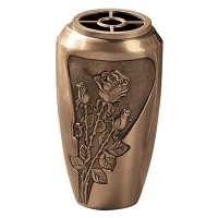 Flowers vase 20x11cm - 8x4,3in In bronze, with plastic inner, wall attached 490-P4