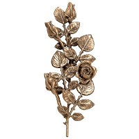 Targa ramo con rose fiorite e boccioli centrali 15x40cm Applicazione per lapide in bronzo 55002