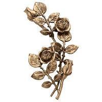 Ornement funéraire branche avec roses fleuries et bourgeons gauche 20x30cm Décoration de bronze 55008