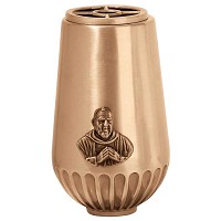 Flowers vase Padre Pio 20x12cm - 8x4,75in In bronze, with plastic inner, ground attached 8704-P4
