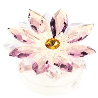 Fiocco di neve in cristallo rosa 8,5cm Lampada Led o fiamma decorativa per lampade e lapidi