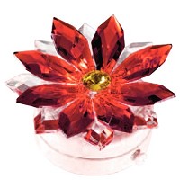 Flocon de neige en cristal rouge 8,5cm Lampe LED ou décoration pour lampes et pierres tombales
