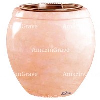 Jardinière Amphòra 19cm En marbre Rosa Bellissimo, intérieur cuivre