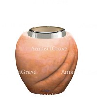 Base for grave lamp Soave 10cm - 4in In Rosa Bellissimo marble, with steel ferrule