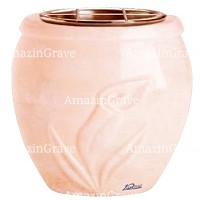 Vasca portafiori Calla 19cm In marmo Rosa Bellissimo, interno in rame