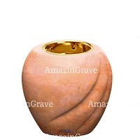 Base de lámpara votiva Soave 10cm En marmol Rosa Bellissimo, con casquillo dorado empotrado