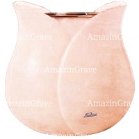 Macetero para flores Tulipano 19cm En marmol Rosa Bellissimo, interior en cobre