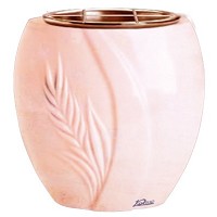 Macetero para flores Spiga 19cm En marmol Rosa Bellissimo, interior en cobre