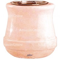 Flowers pot Calyx 19cm - 7,5in In Rosa Bellissimo marble, copper inner