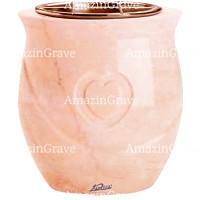 Jardinière Cuore 19cm En marbre Rosa Bellissimo, intérieur cuivre