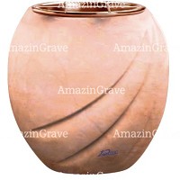 Flowers pot Soave 19cm - 7,5in In Rosa Bellissimo marble, copper inner