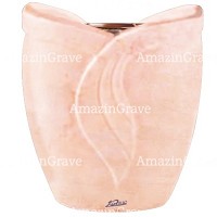 Macetero para flores Gres 19cm En marmol Rosa Bellissimo, interior en cobre