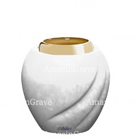 Base de lámpara votiva Soave 10cm En marmol Blanco puro, con casquillo de acero dorado