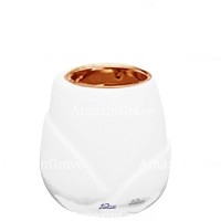Base for grave lamp Liberti 10cm - 4in In Pure white marble, with recessed copper ferrule