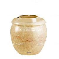 Base for grave lamp Amphòra 10cm - 4in In Botticino marble, with golden steel ferrule