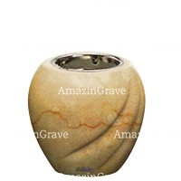 Base de lámpara votiva Soave 10cm En marmol de Botticino, con casquillo niquelado empotrado