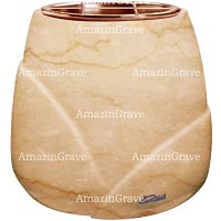 Flowers pot Liberti 19cm - 7,5in In Botticino marble, copper inner