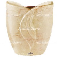 Flowers pot Gres 19cm - 7,5in In Botticino marble, copper inner