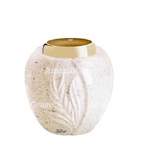 Base per lampada votiva Spiga 10cm In marmo Calizia, con ghiera in acciaio dorata