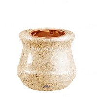 Base for grave lamp Calyx 10cm - 4in In Calizia marble, with recessed copper ferrule