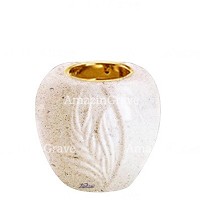 Base for grave lamp Spiga 10cm - 4in In Calizia marble, with recessed golden ferrule