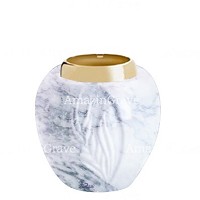 Base de lámpara votiva Spiga 10cm En marmol de Carrara, con casquillo de acero dorado