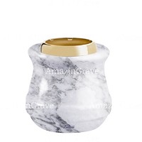 Base for grave lamp Calyx 10cm - 4in In Carrara marble, with golden steel ferrule