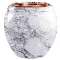 Macetero para flores Amphòra 19cm En marmol de Carrara, interior en cobre