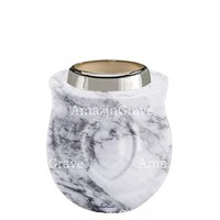 Base per lampada votiva Cuore 10cm In marmo di Carrara, con ghiera in acciaio