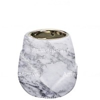 Base de lámpara votiva Liberti 10cm En marmol de Carrara, con casquillo niquelado empotrado