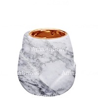 Base pour lampe funéraire Liberti 10cm En marbre Carrara, avec griffe cuivre à encastré