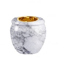 Base per lampada votiva Amphòra 10cm In marmo di Carrara, con ghiera a incasso dorata