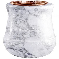 Macetero para flores Calyx 19cm En marmol de Carrara, interior en cobre