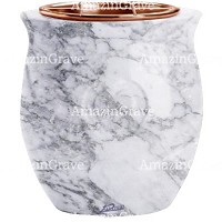 Jardinière Cuore 19cm En marbre Carrara, intérieur cuivre