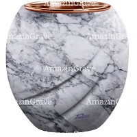 Flowers pot Soave 19cm - 7,5in In Carrara marble, copper inner