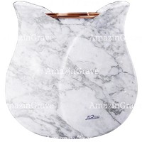 Jardinière Tulipano 19cm En marbre Carrara, intérieur cuivre