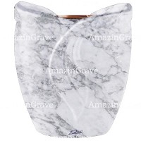 Flowers pot Gres 19cm - 7,5in In Carrara marble, copper inner