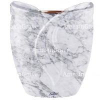 Jardinière Gres 19cm En marbre Carrara, intérieur cuivre