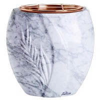 Jardinière Spiga 19cm En marbre Carrara, intérieur cuivre