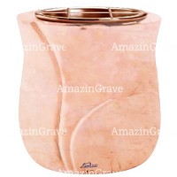 Vasca portafiori Charme 19cm In marmo Rosa Bellissimo, interno in rame