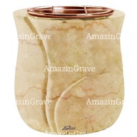 Flowers pot Leggiadra 19cm - 7,5in In Botticino marble, copper inner