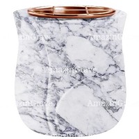 Macetero para flores Leggiadra 19cm En marmol de Carrara, interior en cobre