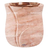 Vasca portafiori Charme 19cm In marmo Rosa Portogallo, interno in rame