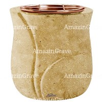 Jardinière Charme 19cm En marbre Trani, intérieur cuivre