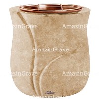 Jardinière Leggiadra 19cm En marbre Travertino, intérieur cuivre