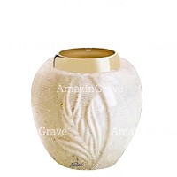 Base per lampada votiva Spiga 10cm In marmo di Trani, con ghiera in acciaio dorata