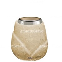 Base for grave lamp Liberti 10cm - 4in In Trani marble, with steel ferrule