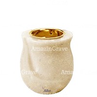 Base per lampada votiva Gondola 10cm In marmo di Trani, con ghiera a incasso dorata