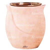 Jardinière Gondola 19cm En marbre Rosa Bellissimo, intérieur cuivre